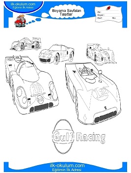 Çocuklar İçin Yarış-Arabası Boyama Sayfaları 